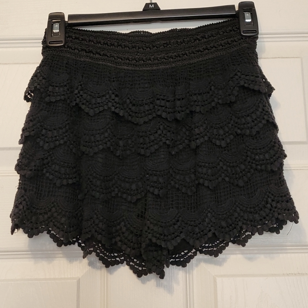 Black Crochet Shorts